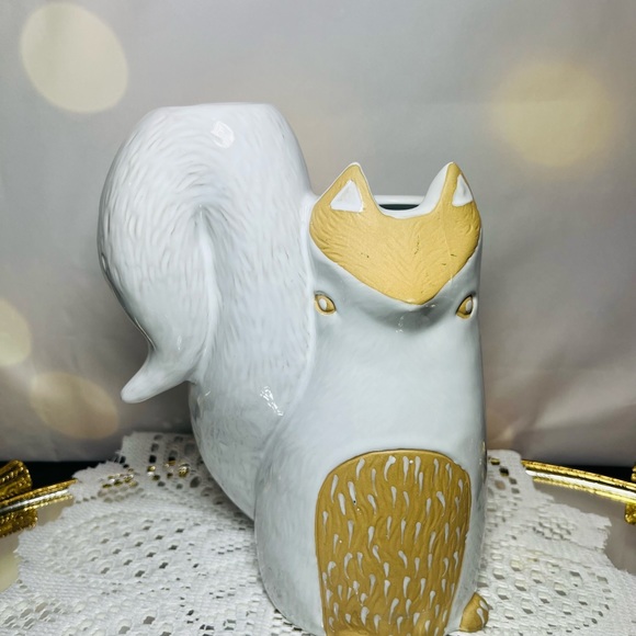 ANTHROPOLOGIE Bud Vase Fox Whimsical Stoneware - Picture 2 of 7